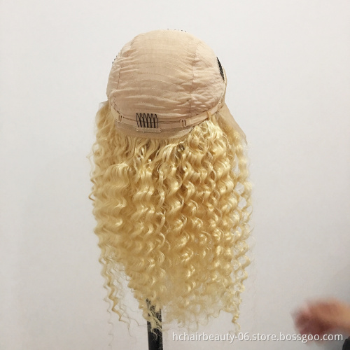 #613 Blonde Deep Wave Wigs  Remy Brazilian Human Hair Lace Frontal Wigs Pre Plucked Honey Blonde  Lace Wigs With Baby Hair